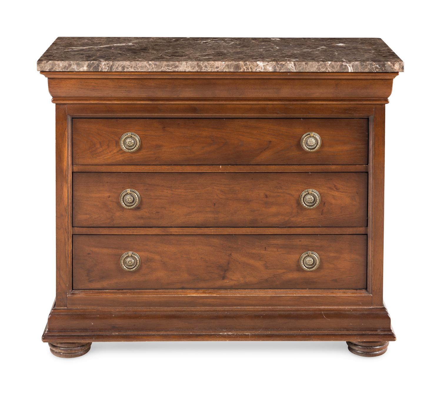A Louis Philippe Style Mahogany Marble-Top Chest of Drawers