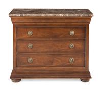 A Louis Philippe Style Mahogany Marble-Top Chest of Drawers