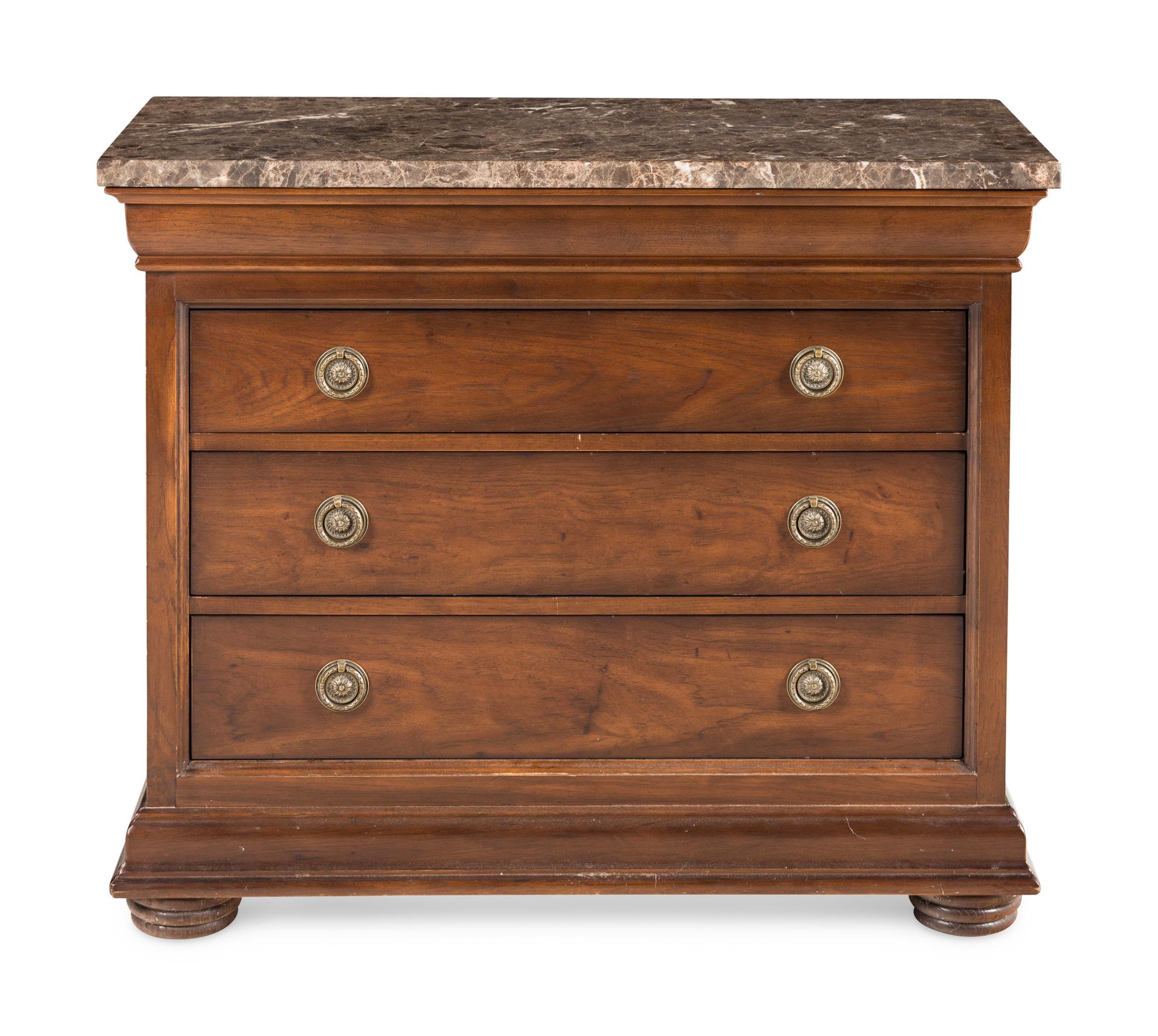 A Louis Philippe Style Mahogany Marble-Top Chest of Drawers