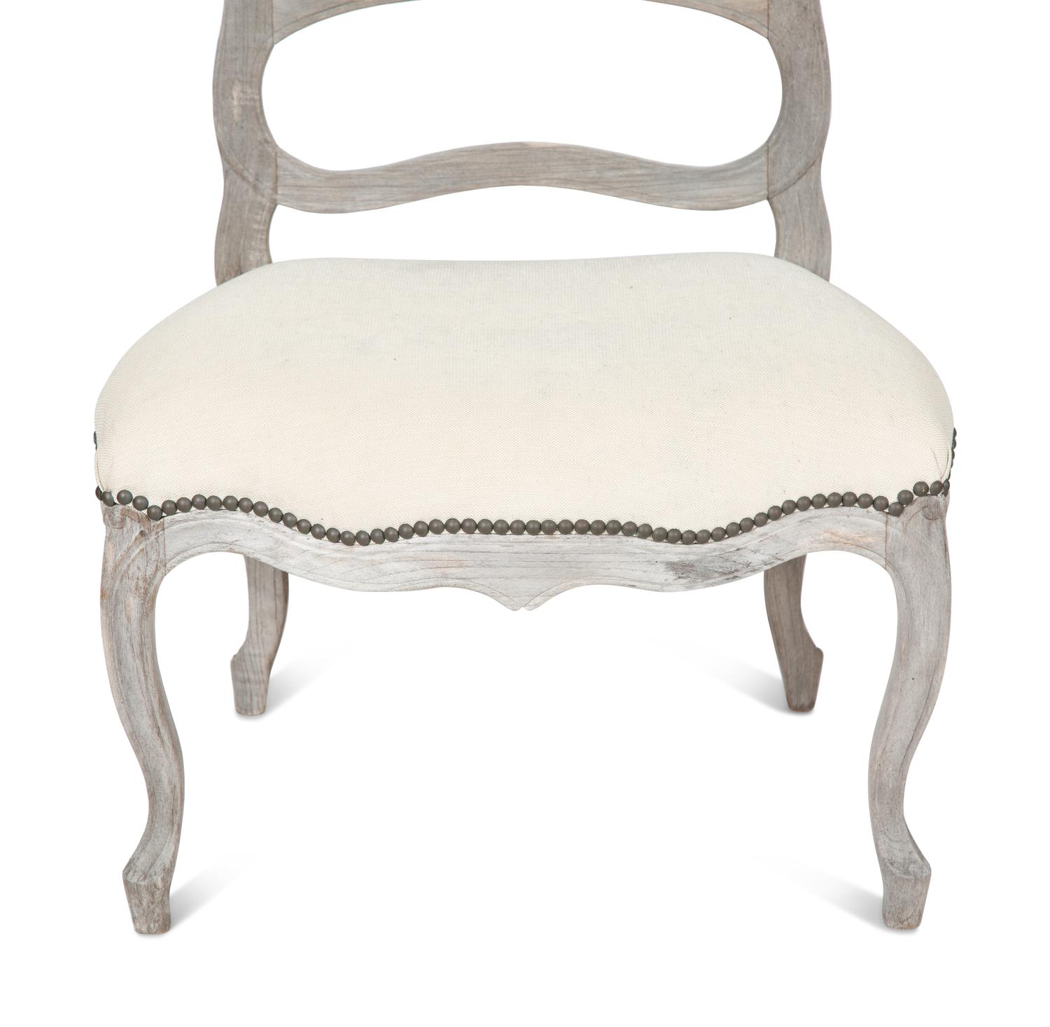 A Pair of Sutherland French Provincial Style Distressed Teak Side Chairs