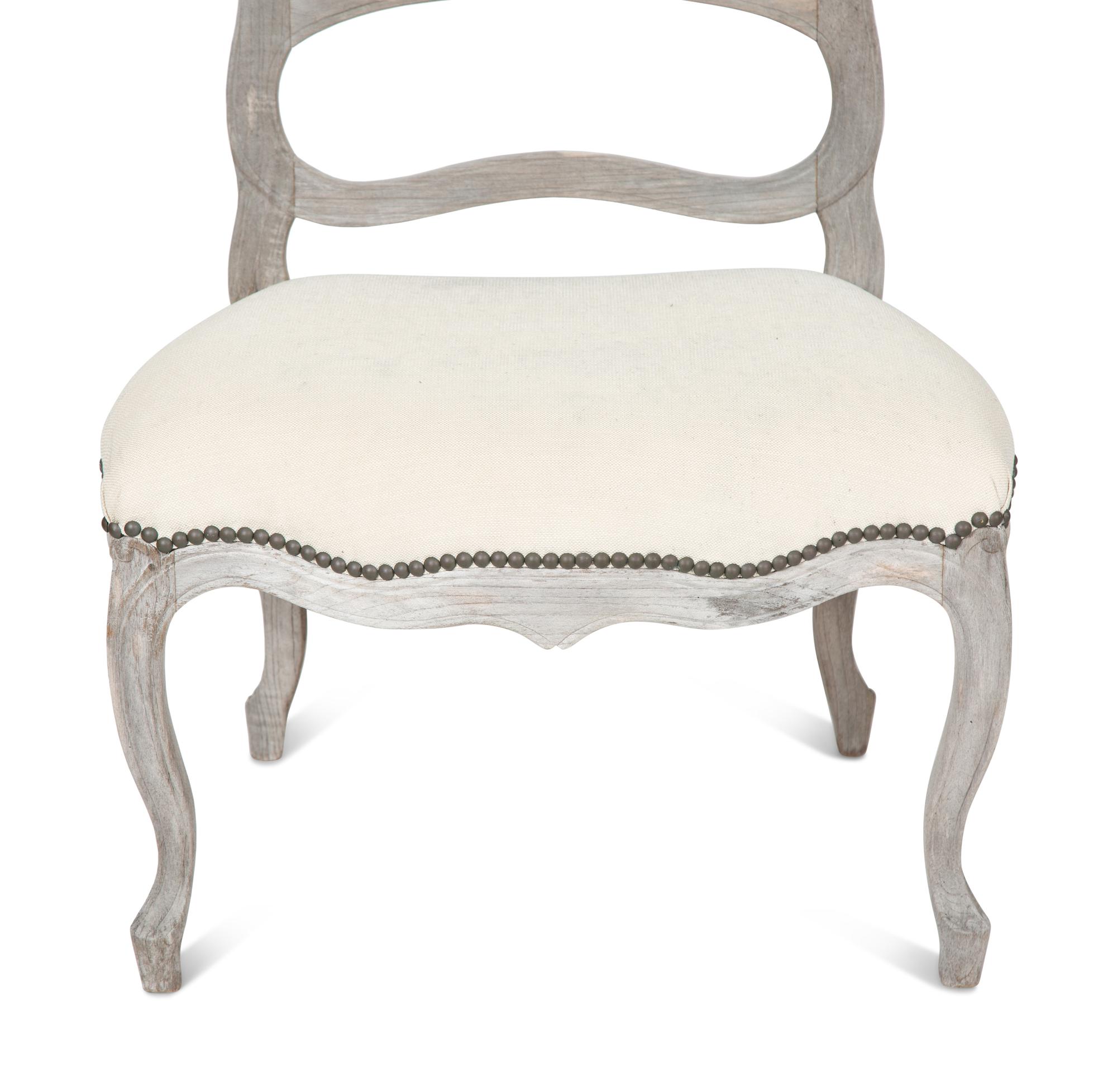 A Pair of Sutherland French Provincial Style Distressed Teak Side Chairs
