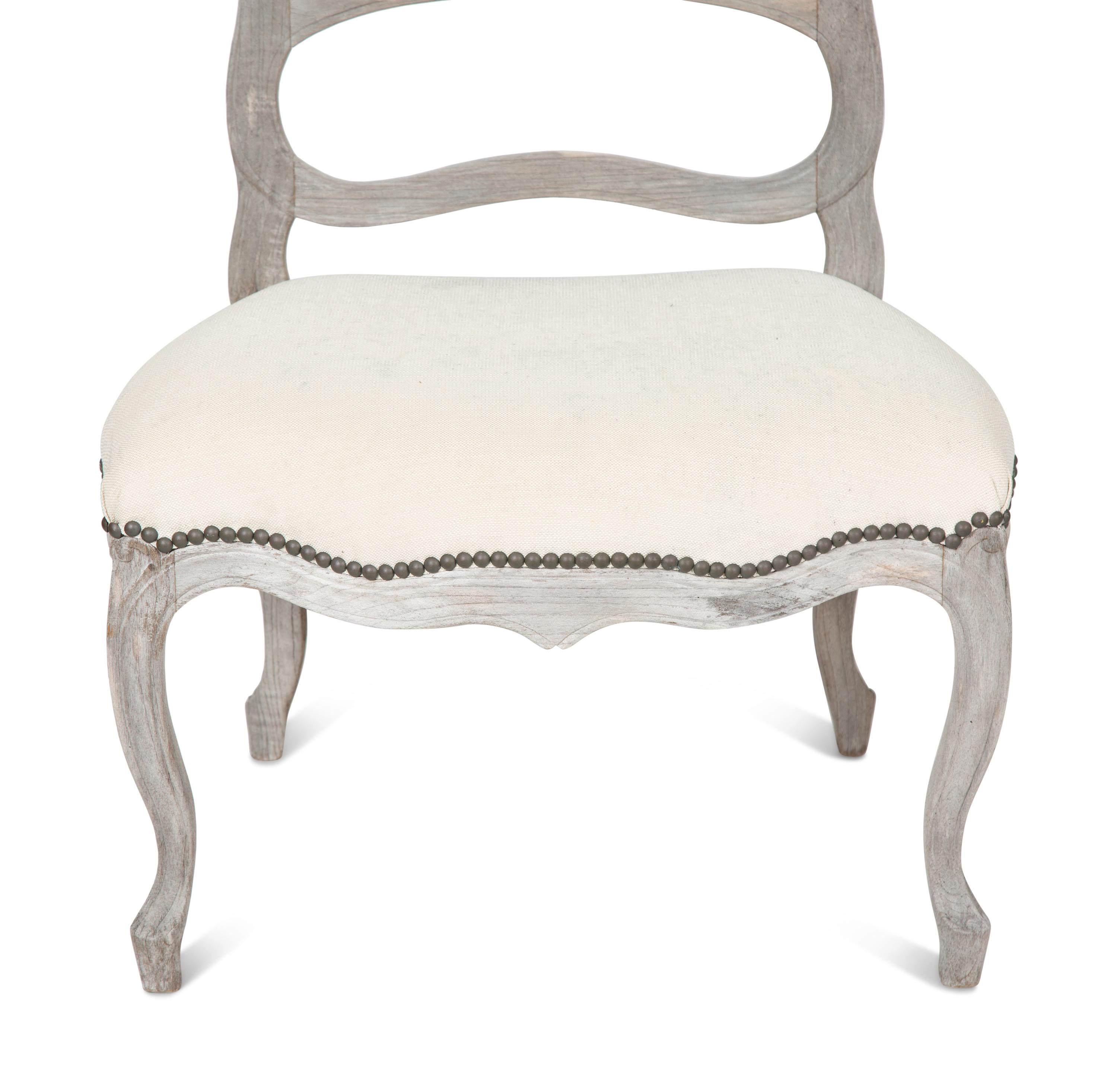 A Pair of Sutherland French Provincial Style Distressed Teak Side Chairs