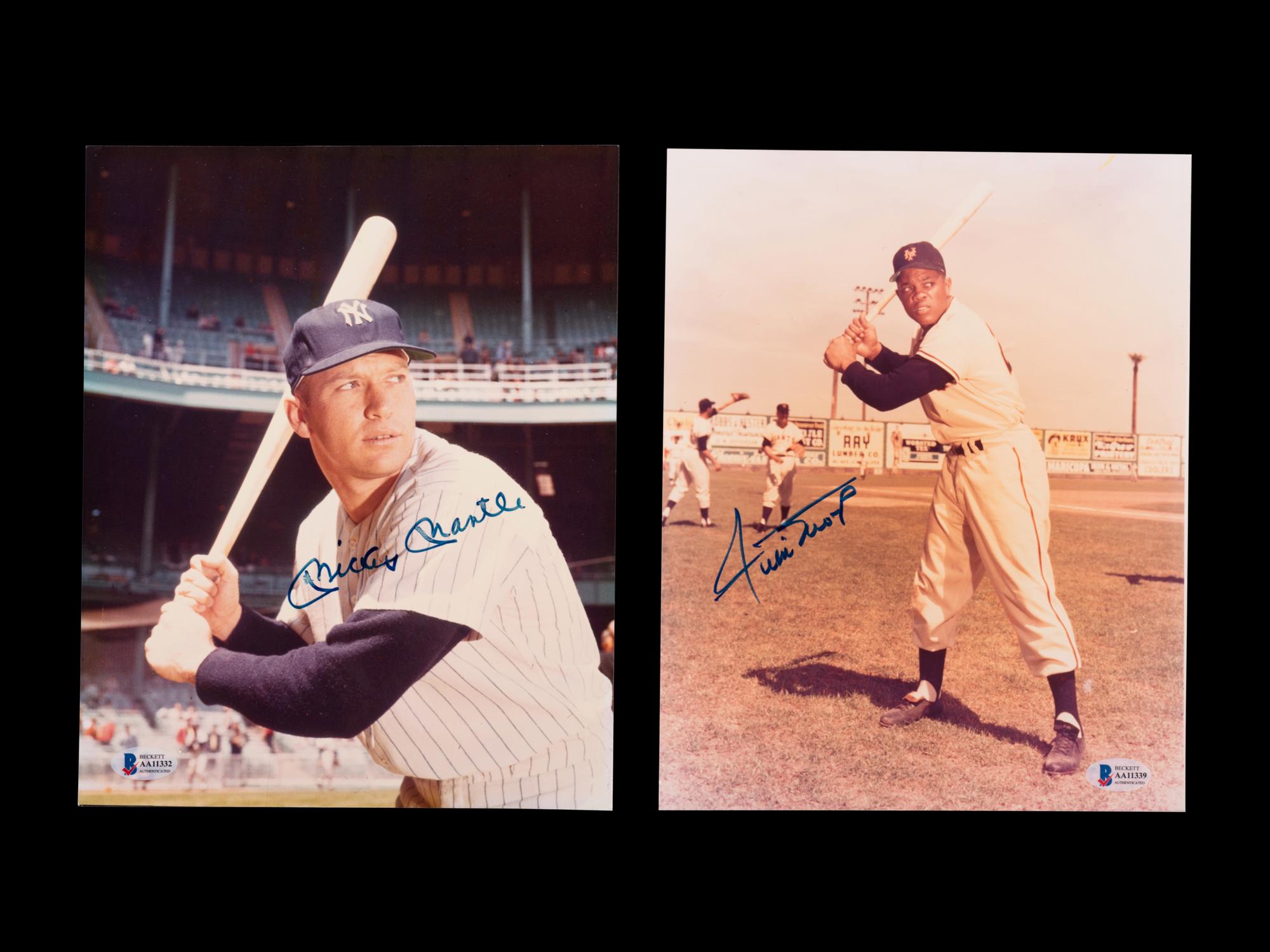 A Group of Mickey Mantle and Willie Mays Signed Autograph Photographs (BAS Beckett Authentication Services Certified),