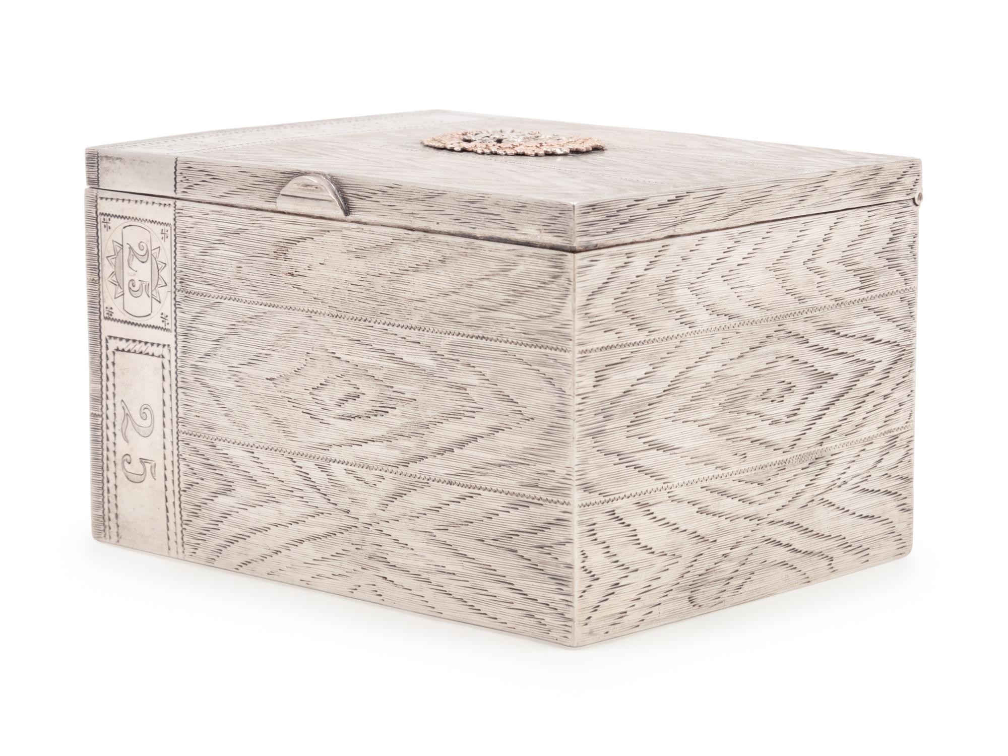 A Russian Trompe l'Oeil Silver Table-Top Cigarette Box