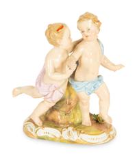 A Meissen Porcelain Figural Group of Two Putti — 19th Century