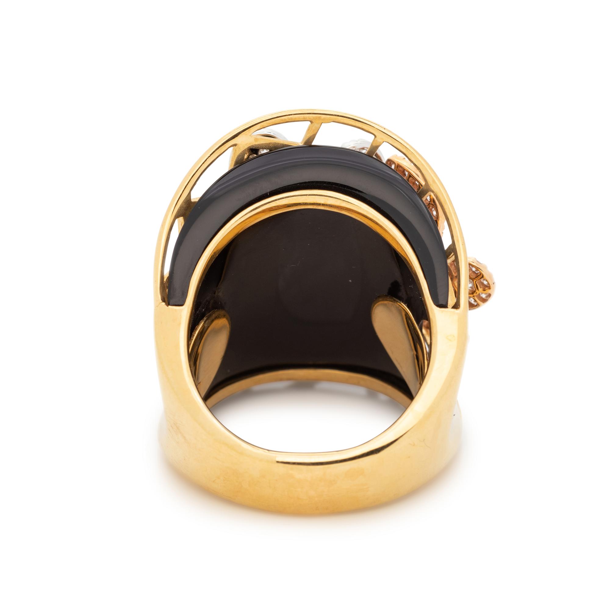DIAMOND AND ONYX BUTTERFLY RING