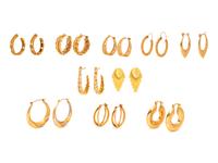 A Collection of Yellow Gold Earrings,