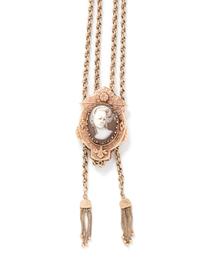 YELLOW GOLD AND CAMEO SLIDE PENDANT NECKLACE