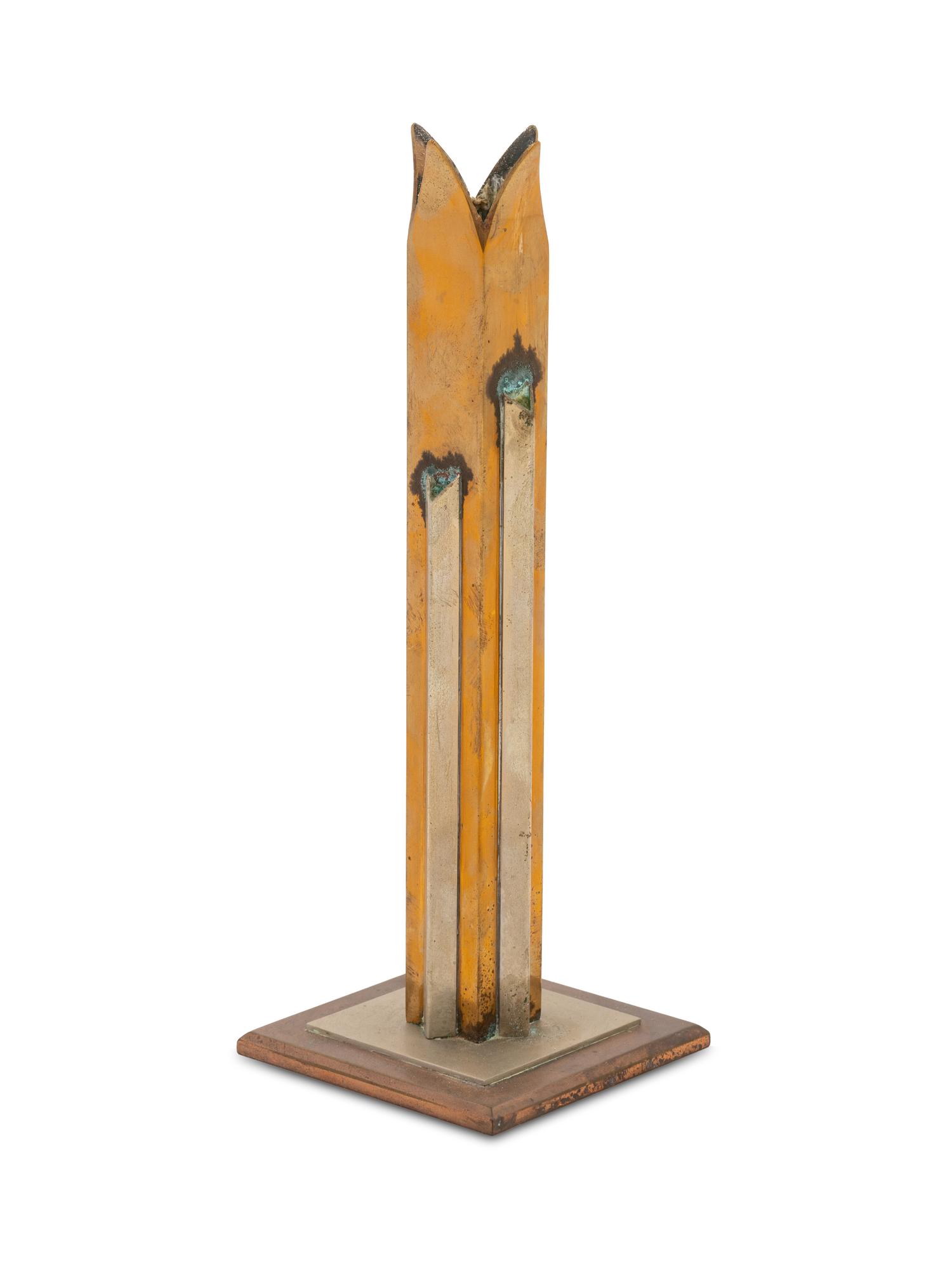 An Art Deco Aluminum and Copper Bud Vase