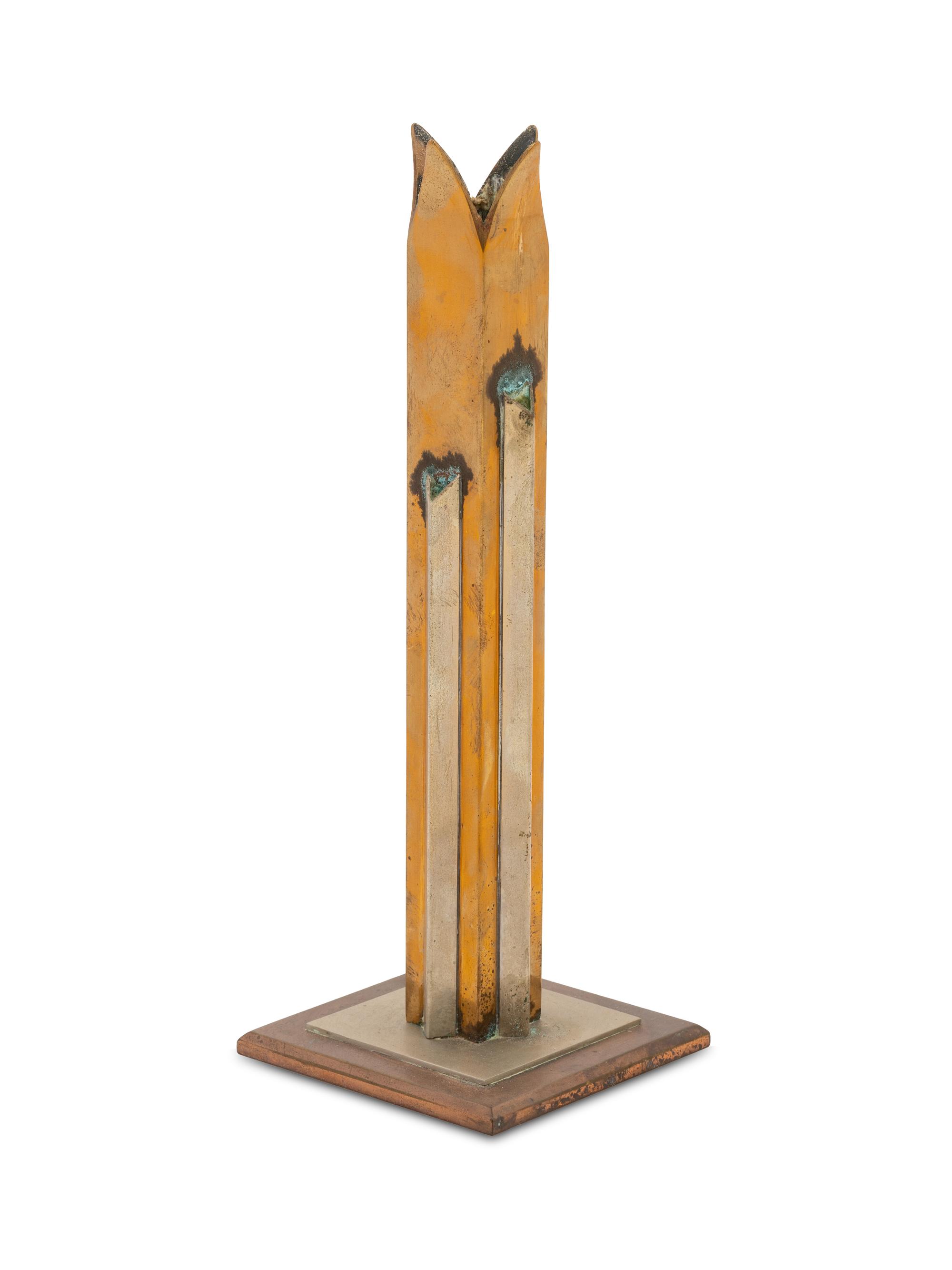 An Art Deco Aluminum and Copper Bud Vase