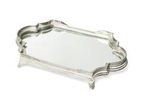 A Silver-Plate and Mirrored Table Plateau and a Pair of Cut Glass Decanters