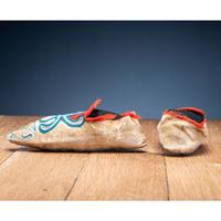 Athapaskan Beaded Soft Sole Moccasins, Collected by U.S. Special Agent Johnson N. High (1842-1909)