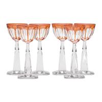 A Set of Six Baccarat Orange Cut-to-Clear Hock Wine Glasses