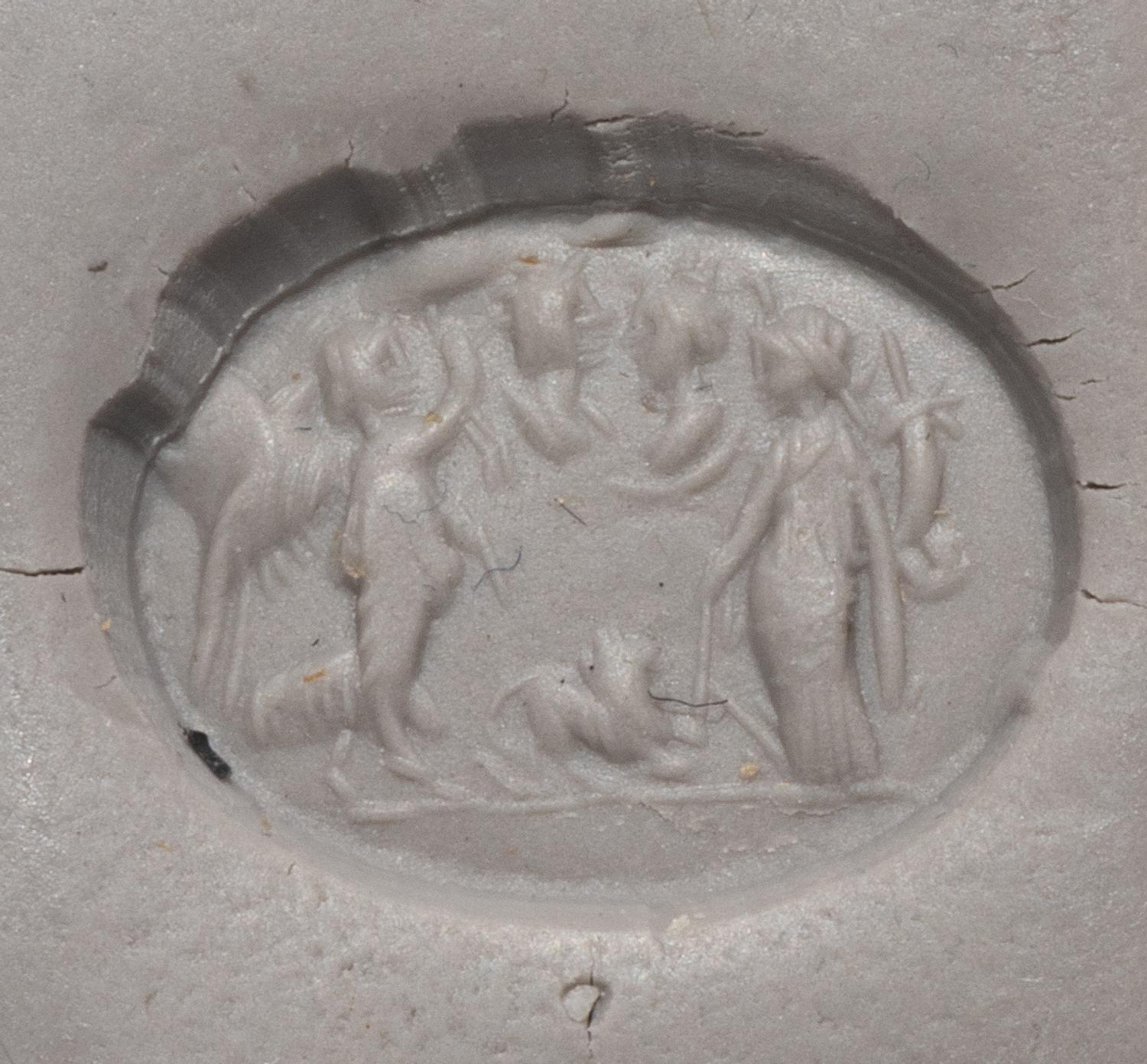 A Roman Green Jasper Ring Stone with an Allegorical Scene