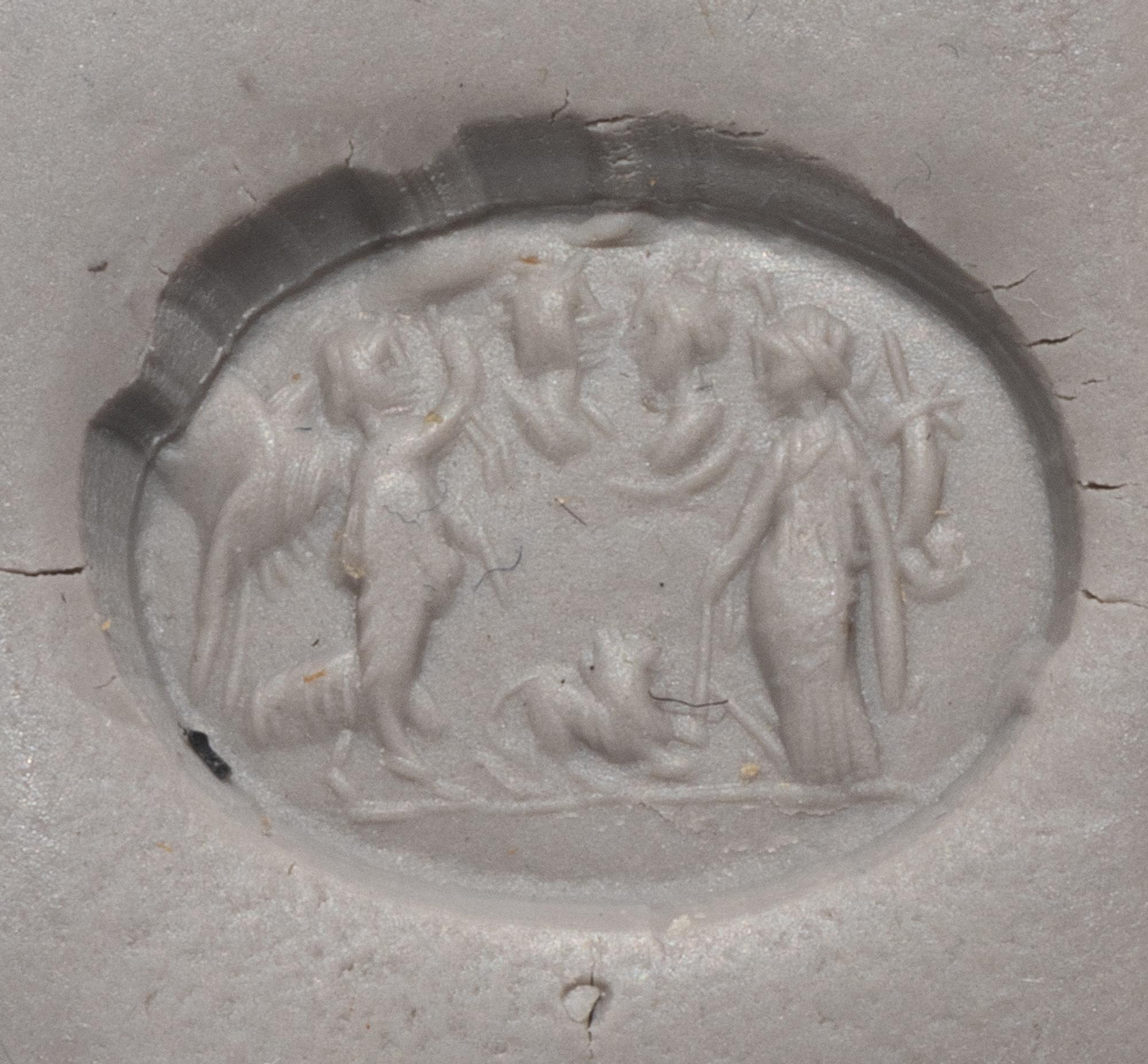 A Roman Green Jasper Ring Stone with an Allegorical Scene