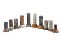 A Group of Ten Grand Tour Style Marble Column Ornaments