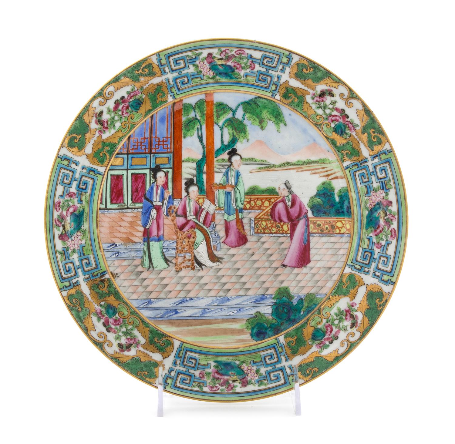 A Chinese Export Rose Medallion Porcelain Plate Diameter 10 inches. — 19TH CENTURY