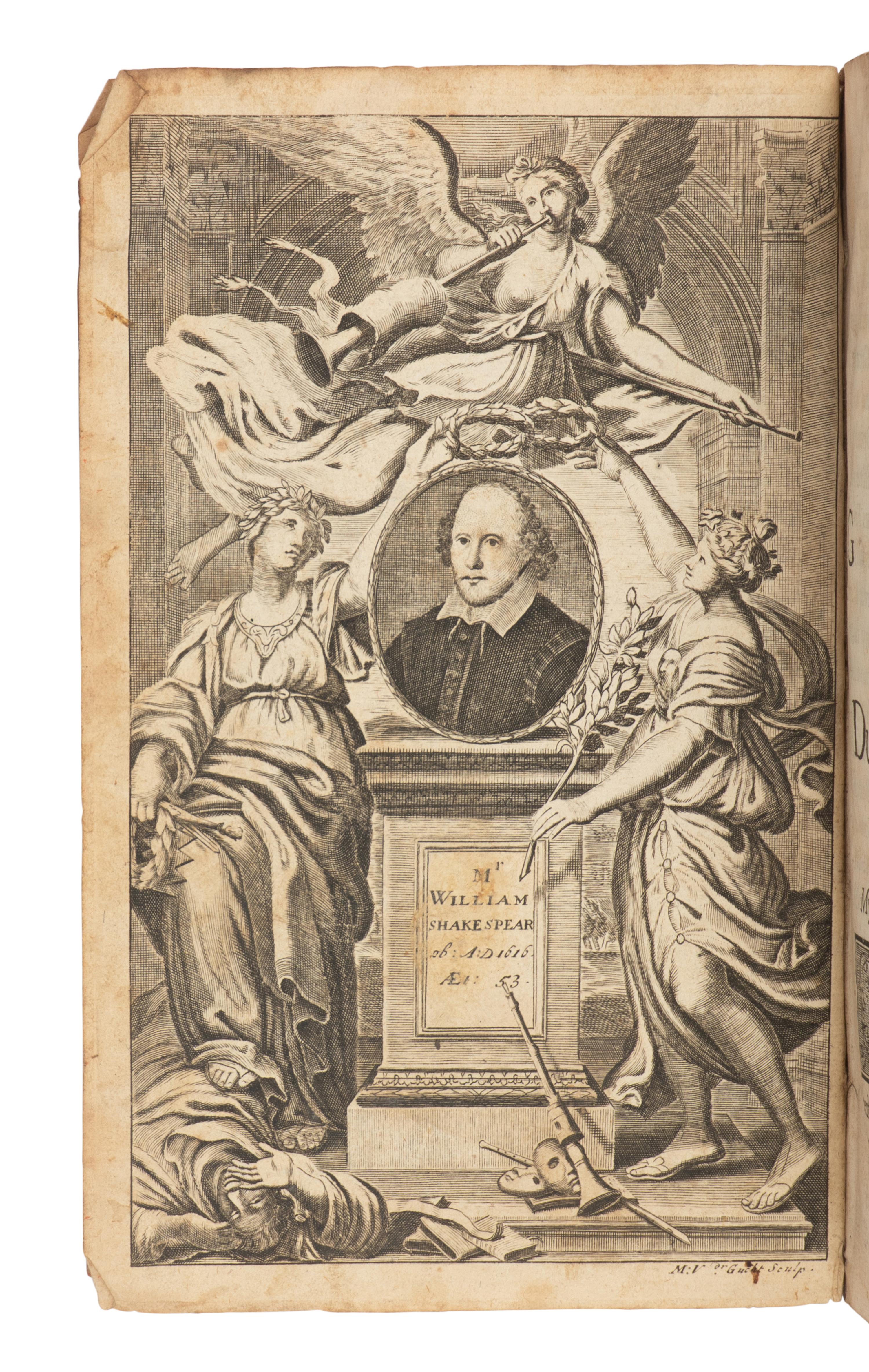 SHAKESPEARE, William (1564-1616). The Works of Mr. William Shakespear. Nicholas Rowe, editor. London: Jacob Tonson, 1709. [ With :] [ The Works…Volume the Seventh . London: E. Curll and E. Sanger, 1710].