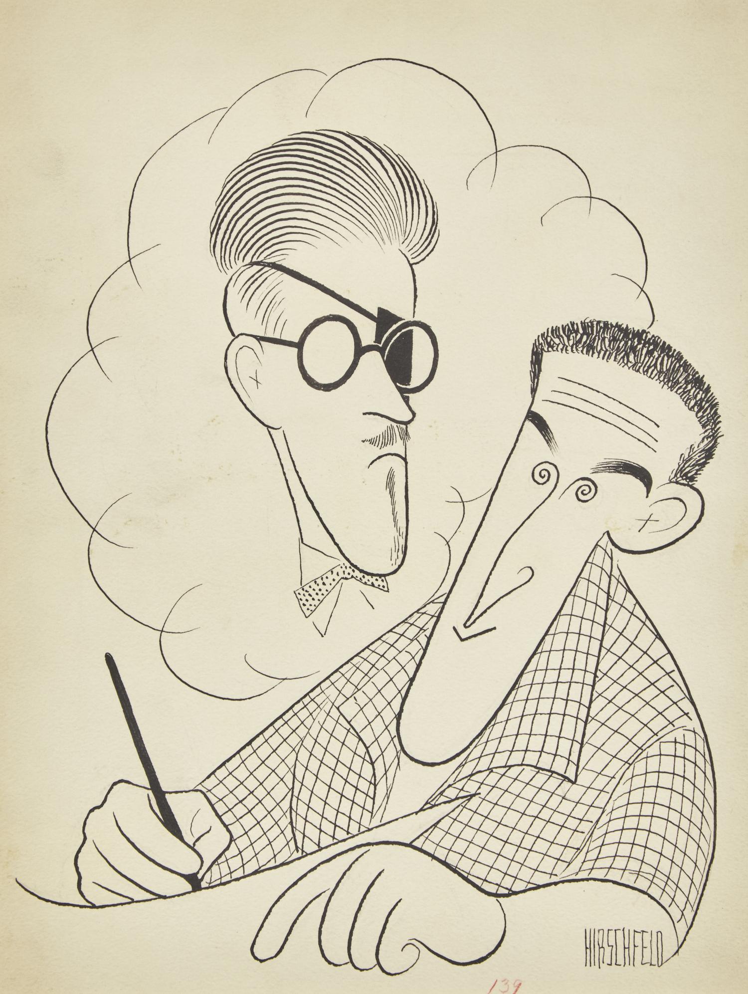 James Joyce and Mickey Spillane, Collier's magazine interior illustration, November 25, 1955