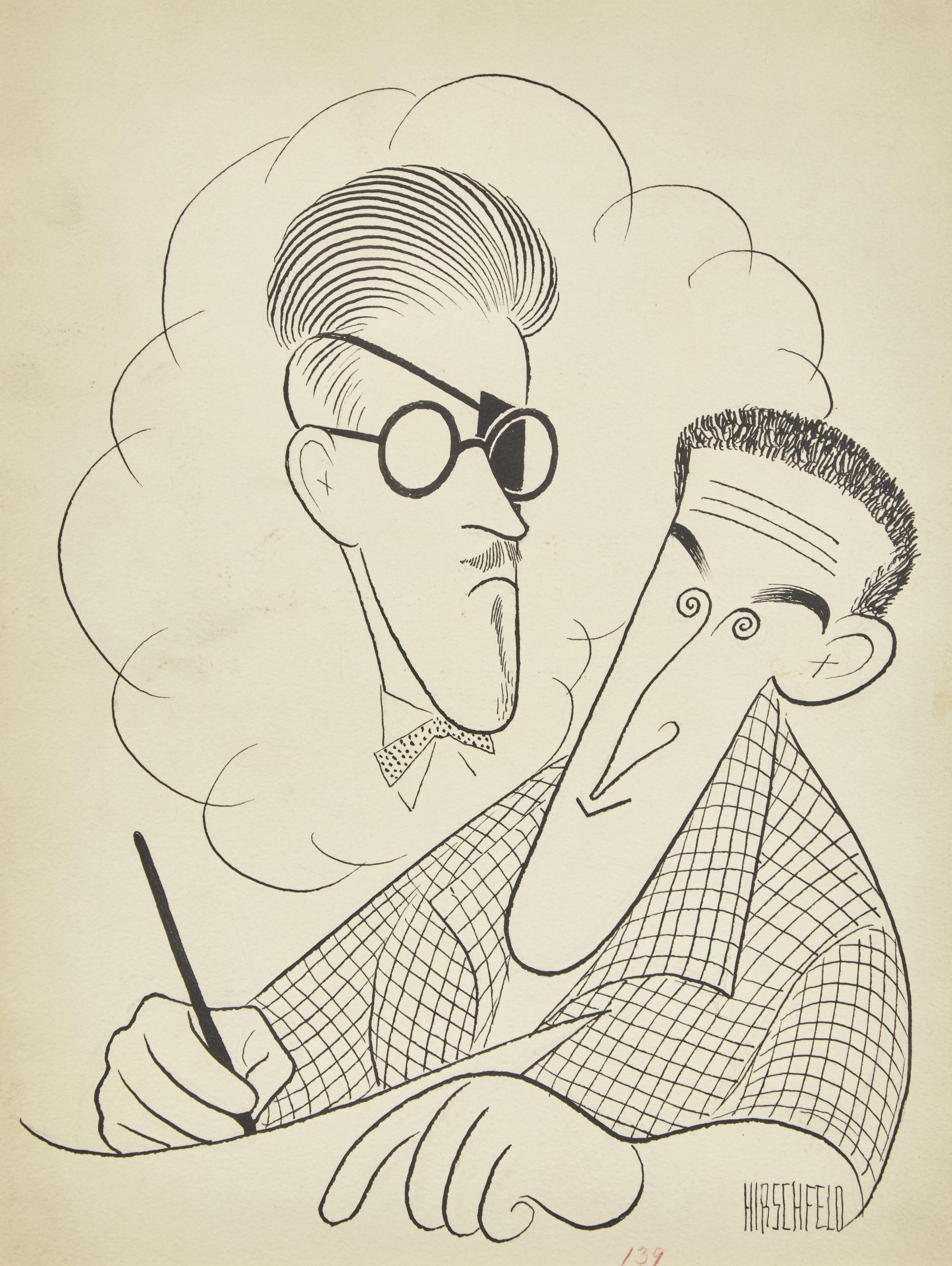 James Joyce and Mickey Spillane, Collier's magazine interior illustration, November 25, 1955