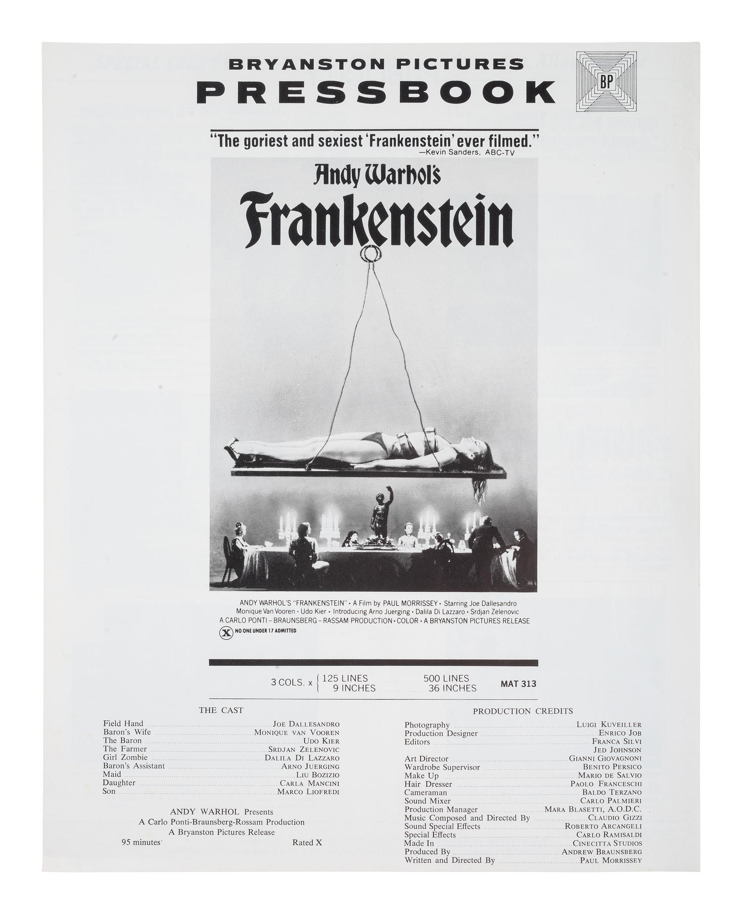 [WARHOL, Andy]. 2 original "Press Books" for Andy Warhol films Dracula and Frankenstein.