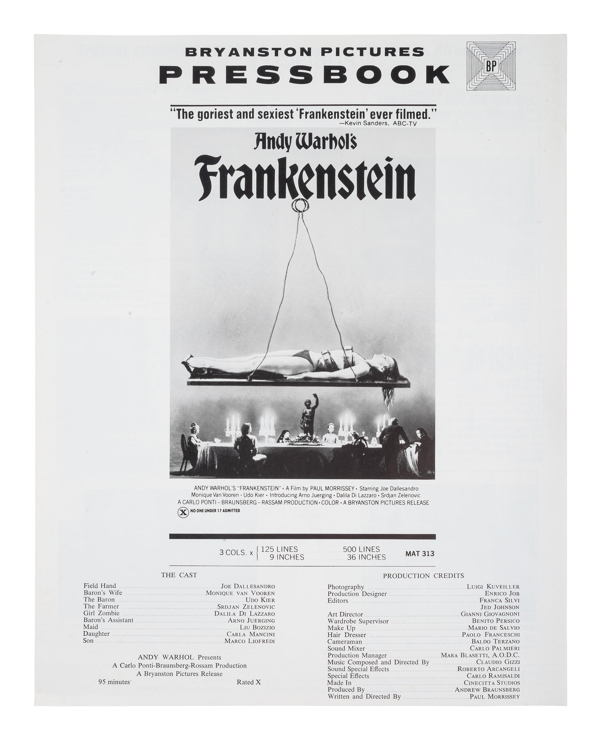 [WARHOL, Andy]. 2 original "Press Books" for Andy Warhol films Dracula and Frankenstein.