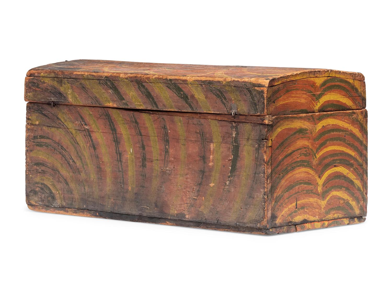 A Country Painted Pine Domed Top Blanket Box, 19th Century
