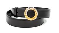 A Cartier Black Leather Belt, 33"- 35.5" x 1.25".