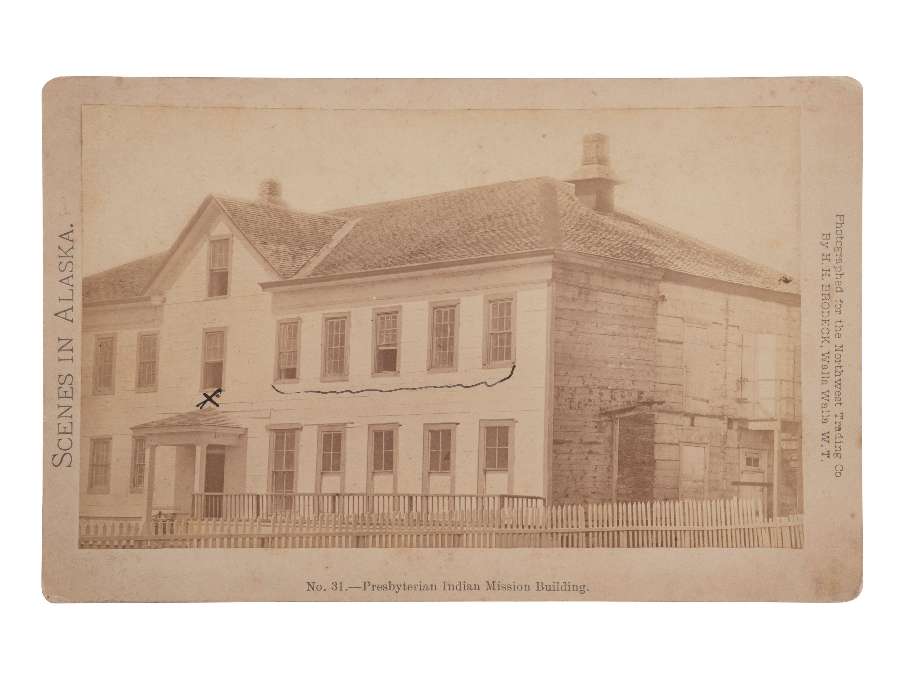 [NATIVE AMERICANS - WESTERN AMERICANA]. 10 photos of Alaska, incl. view of Indian Mission building.