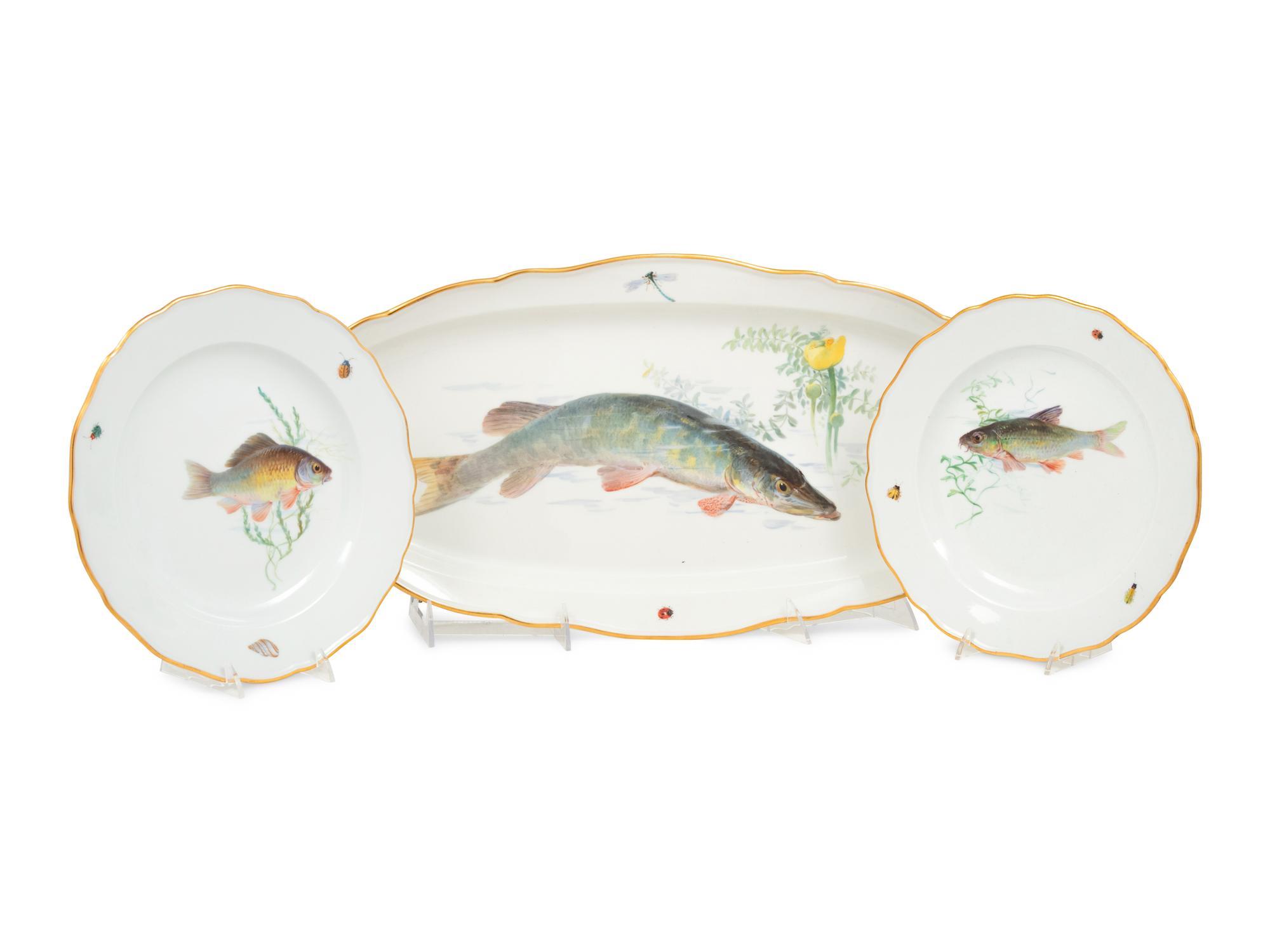 A Meissen Porcelain Fish Service