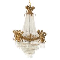 A Louis XVI Style Gilt Metal and Cut Glass Chandelier