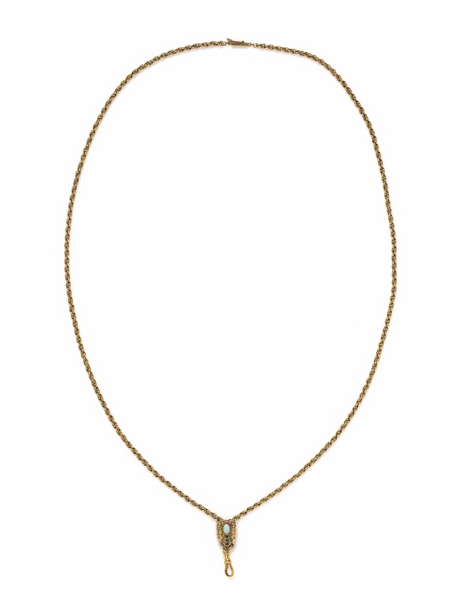 YELLOW GOLD WATCH CHAIN AND SLIDE