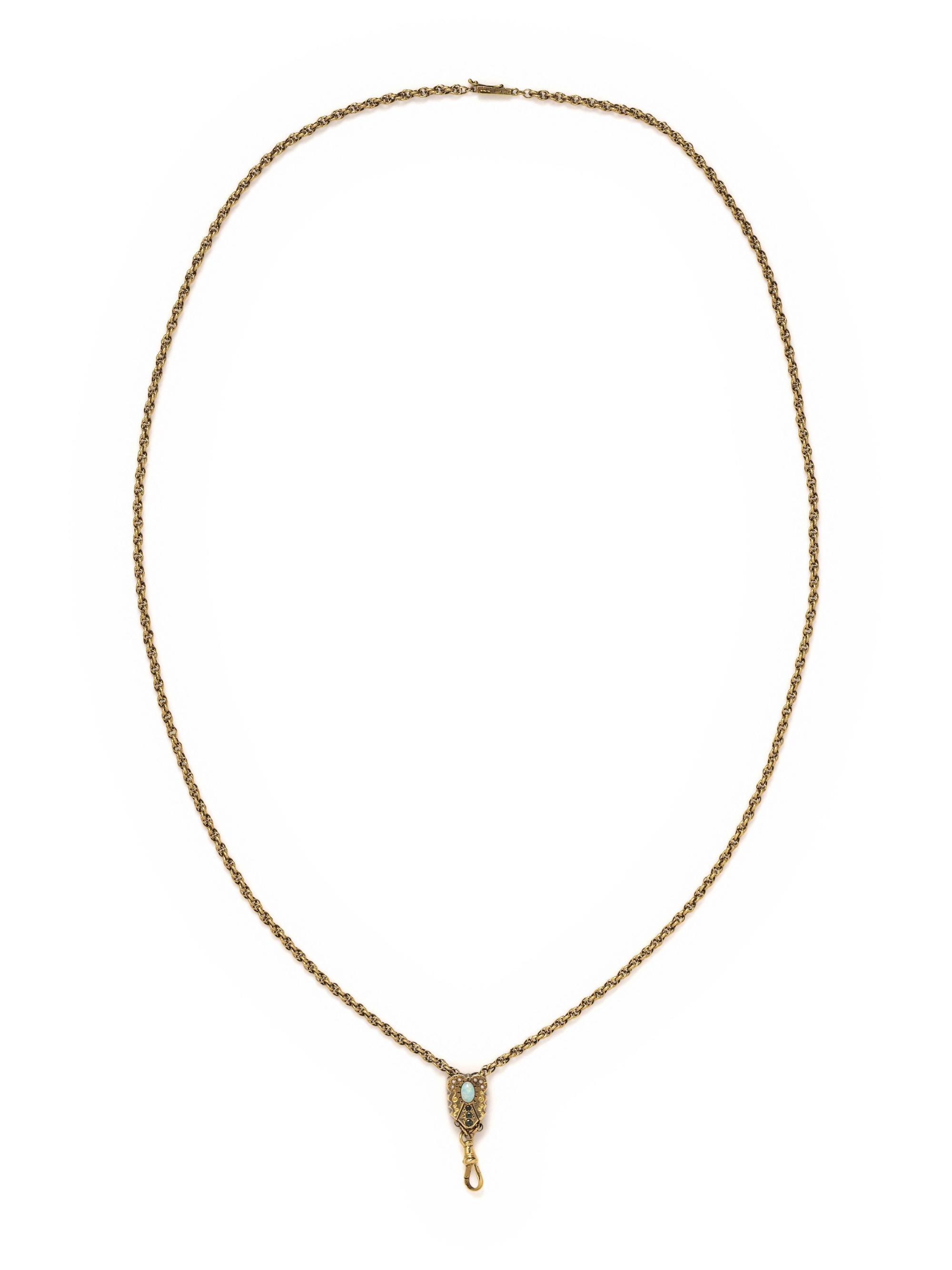YELLOW GOLD WATCH CHAIN AND SLIDE