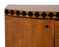 An Art Deco Burl Walnut Bow Front Cabinet