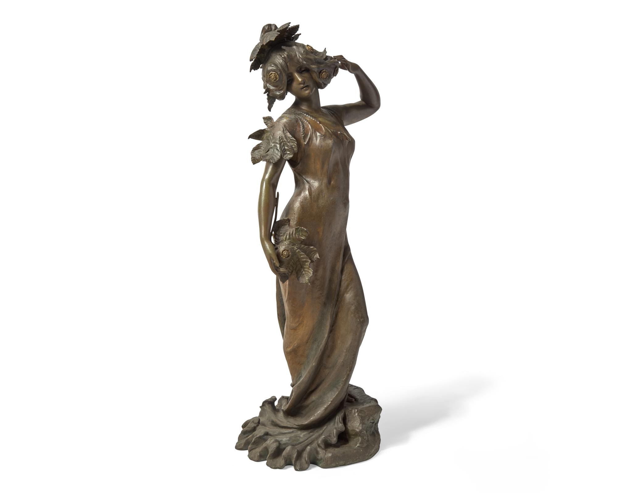 Lucien Charles Edouard Alliot (French, 1877-1967), An Art Nouveau Bronze Figure of a Lady, circa 1900