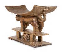An Asante Carved Wood 'Leopard' Stool