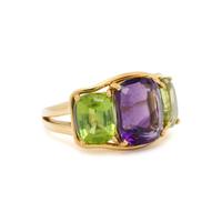 VERDURA, AMETHYST, PERIDOT, AND YELLOW GOLD RING