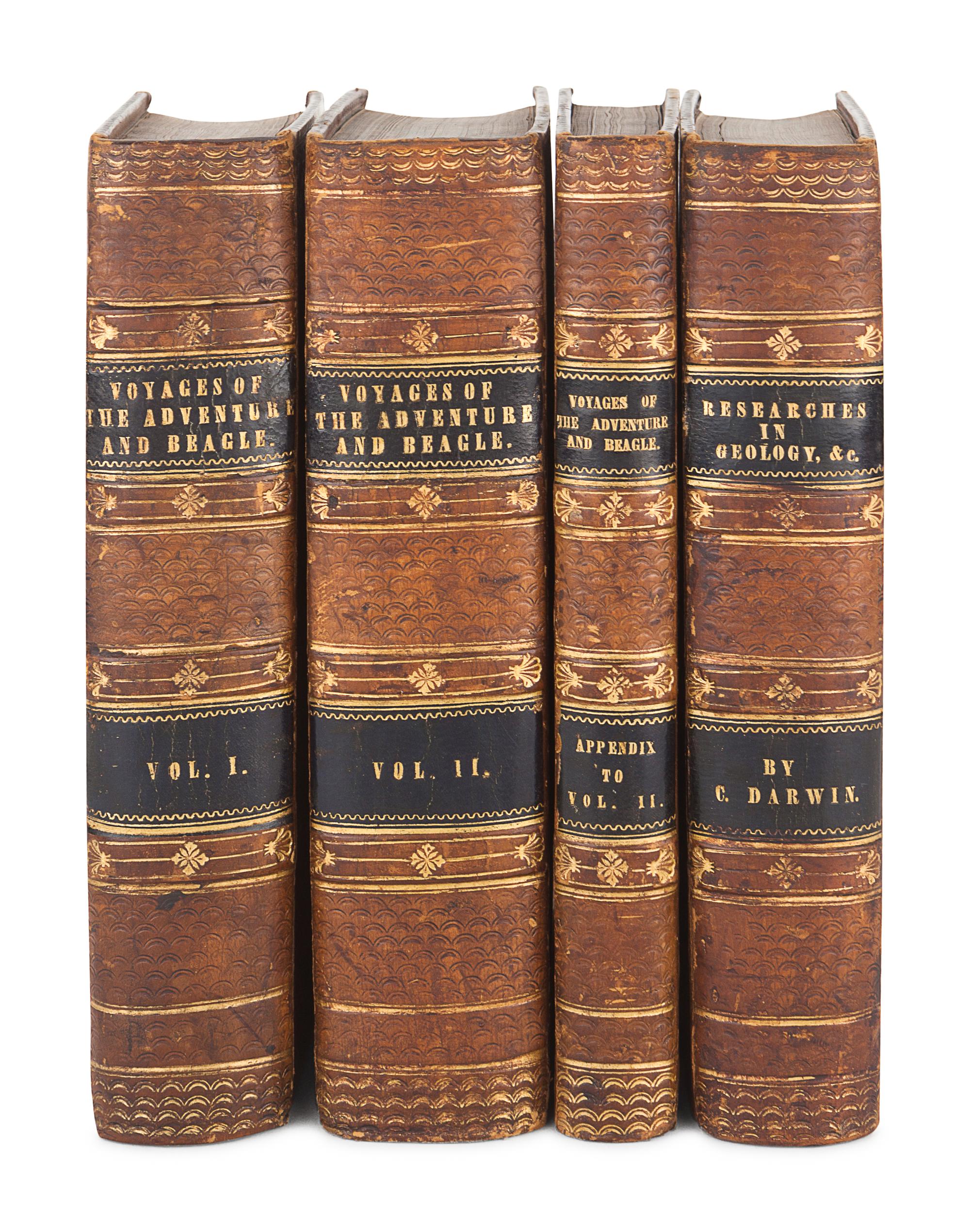 DARWIN, Charles (1809-1882). -- Robert FITZROY, editor (1805-1865), and Capt. Philip Parker KING (1793-1856). A Narrative of the Surveying Voyages of His Majesty's Ships Adventure and Beagle, between the years 1826 and 1836 . London: Henry Colburn, 1839.