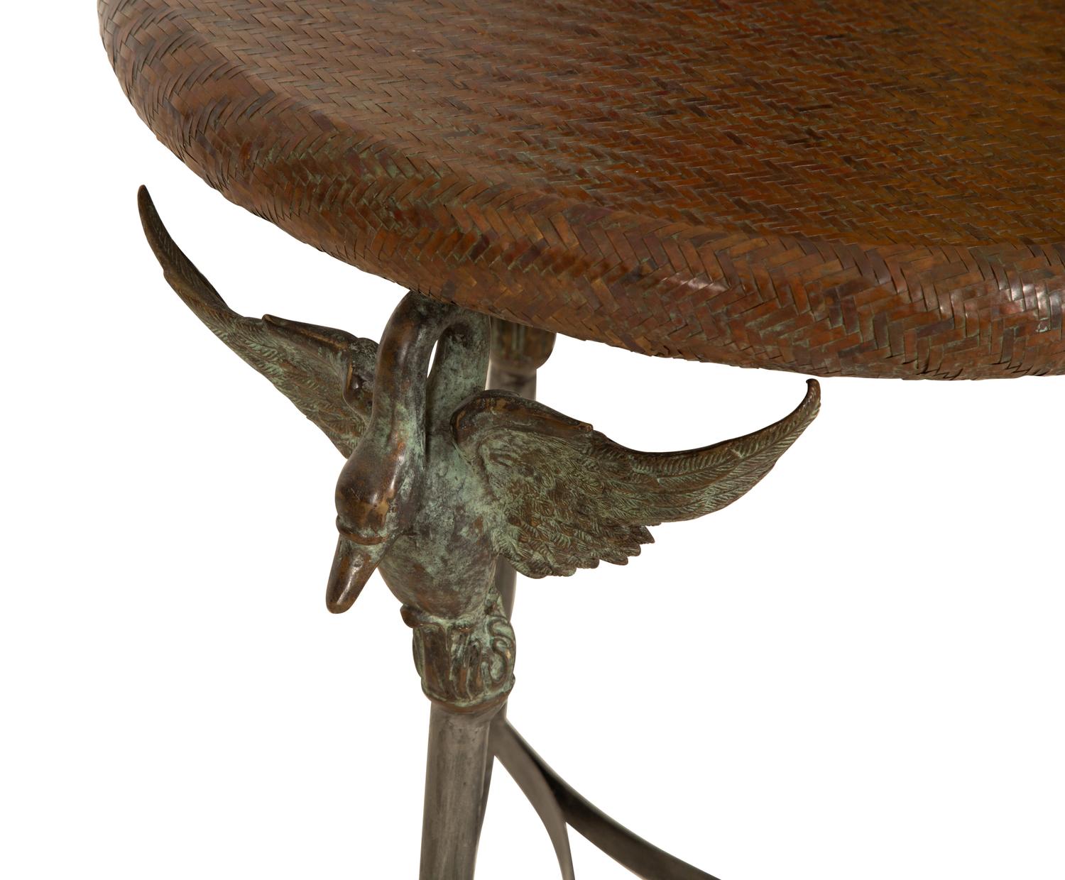 Pair of Empire Style Steel and Bronze Swan Gueridons — 19th/20th Century
