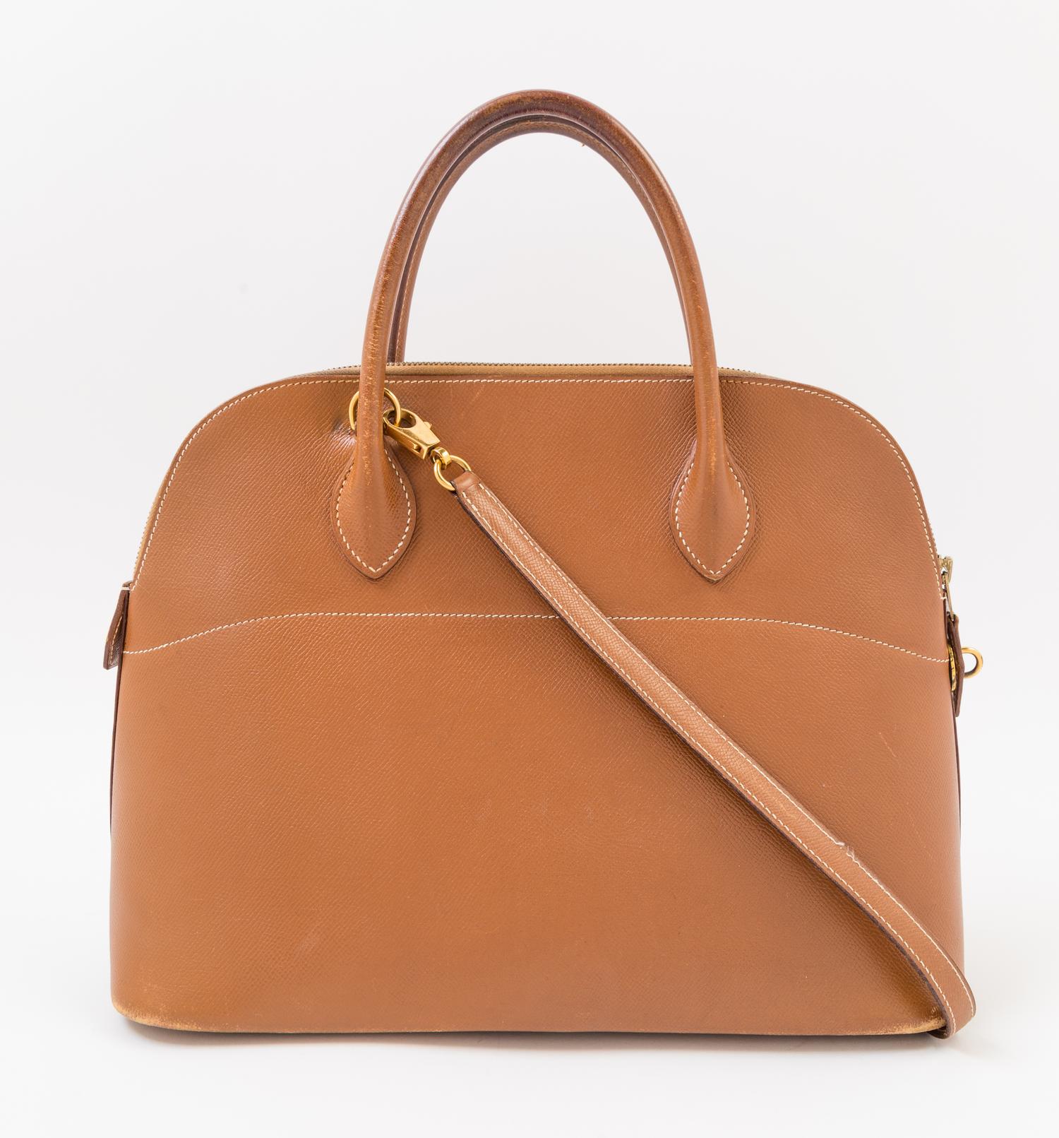 An Hermès Gold Epsom Bolide 35cm Bag, 14" x 11" x 5".