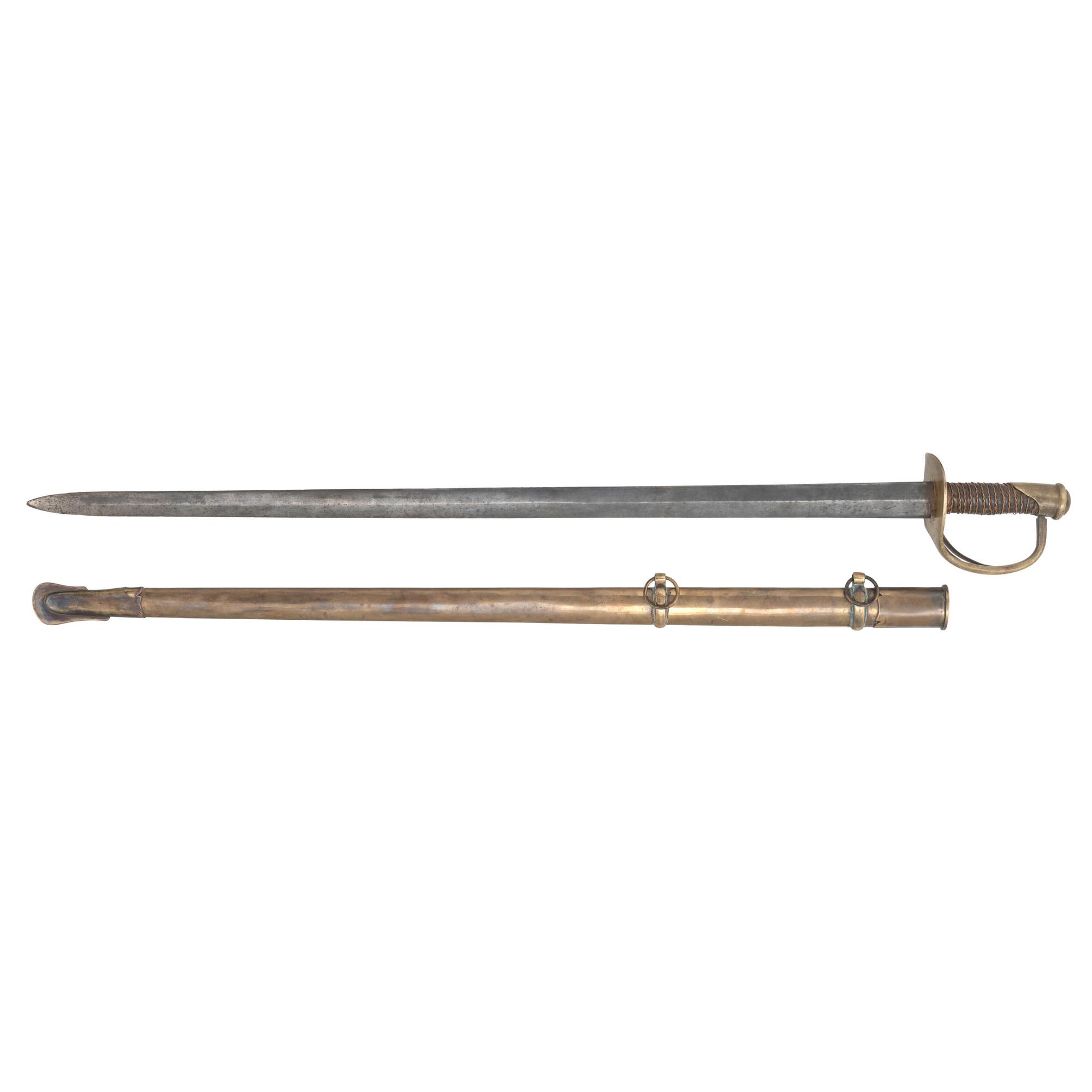 Memphis Novelty Works Straight Blade Cavalry Saber with Brass Scabbard