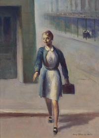 Guy Pène Du Bois (American, 1884-1958) - Woman Crossing the Street