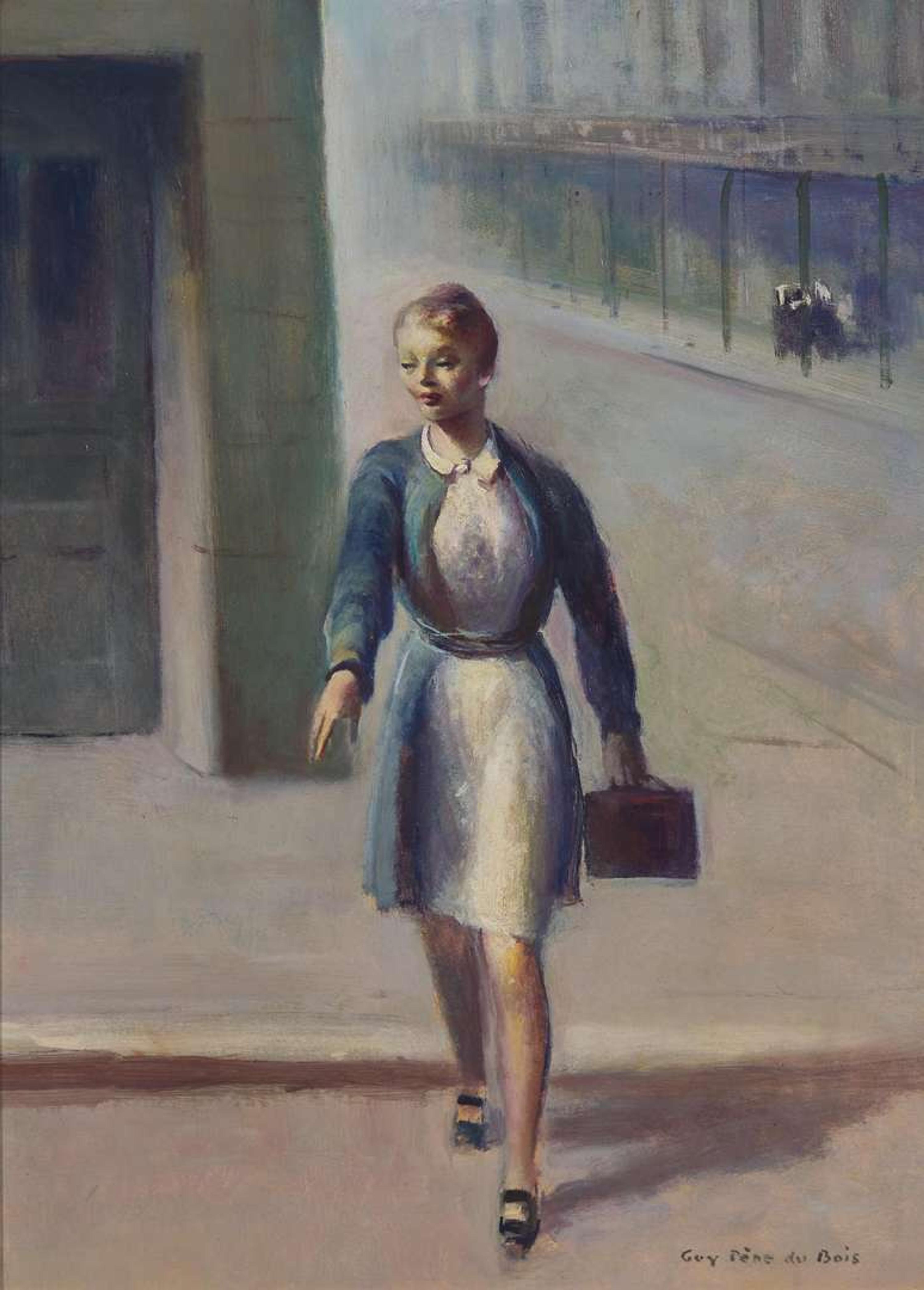 Guy Pène Du Bois (American, 1884-1958) - Woman Crossing the Street