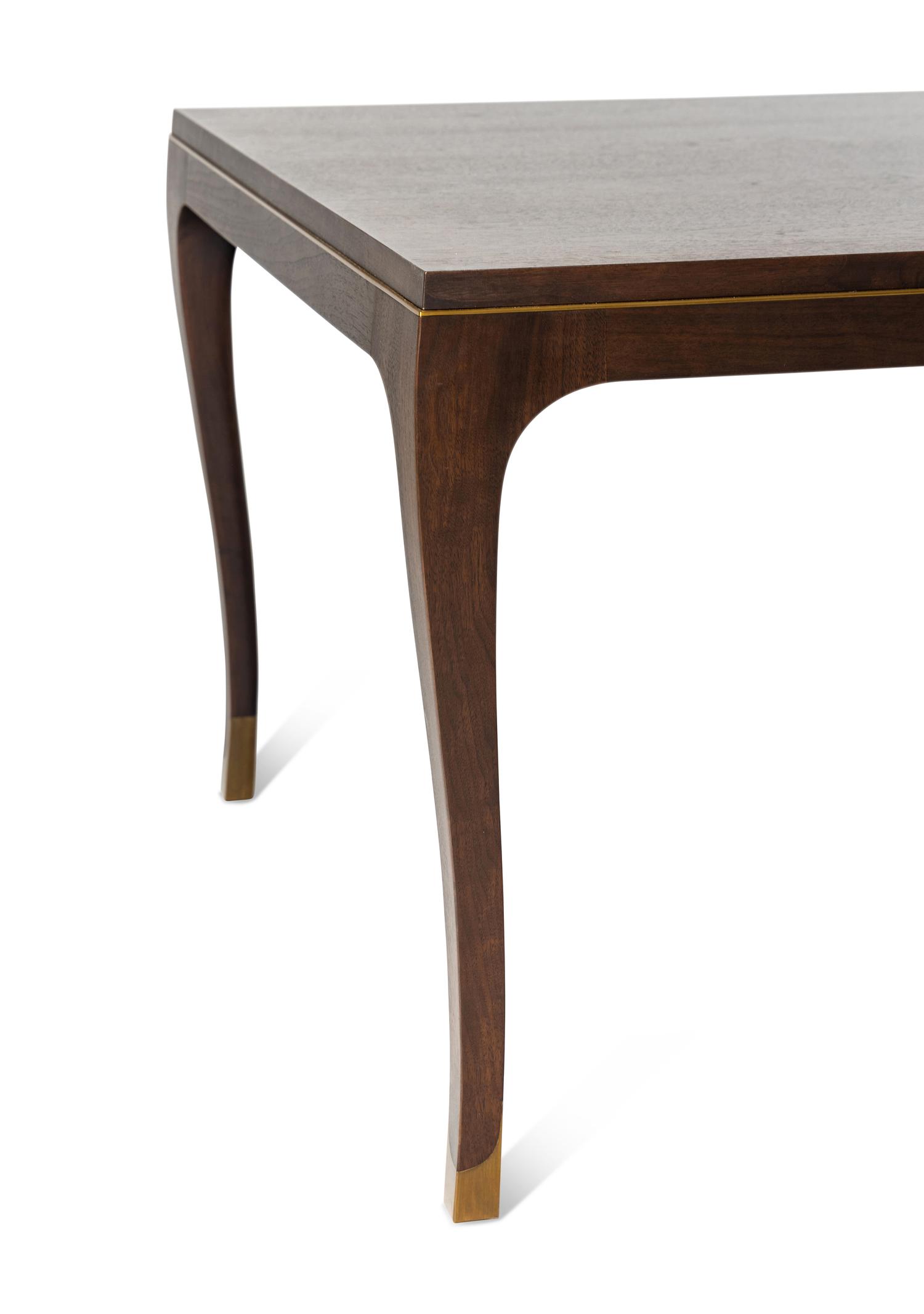 A Holly Hunt Studio Walnut and Brass Carlyle Dining Table