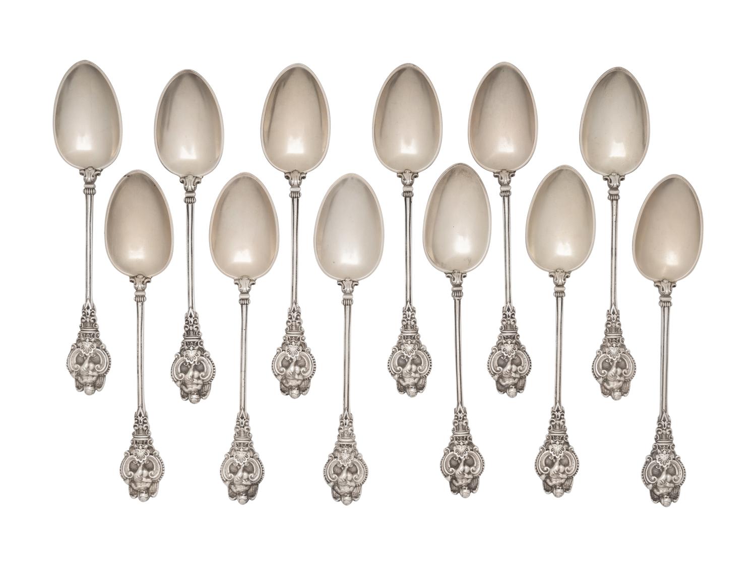 A Set of Twelve American Silver Spoons