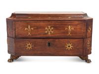 A Regency Brass Inlaid Mahogany Tea Caddy