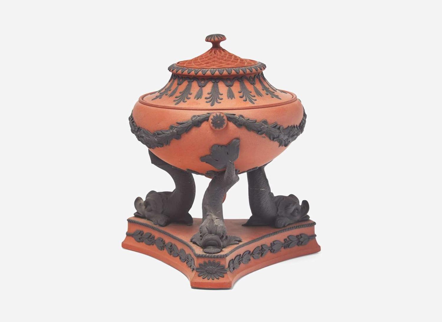 A Wedgwood Rosso Antico Dolphin Pastille Burner, UK, early 19th century
