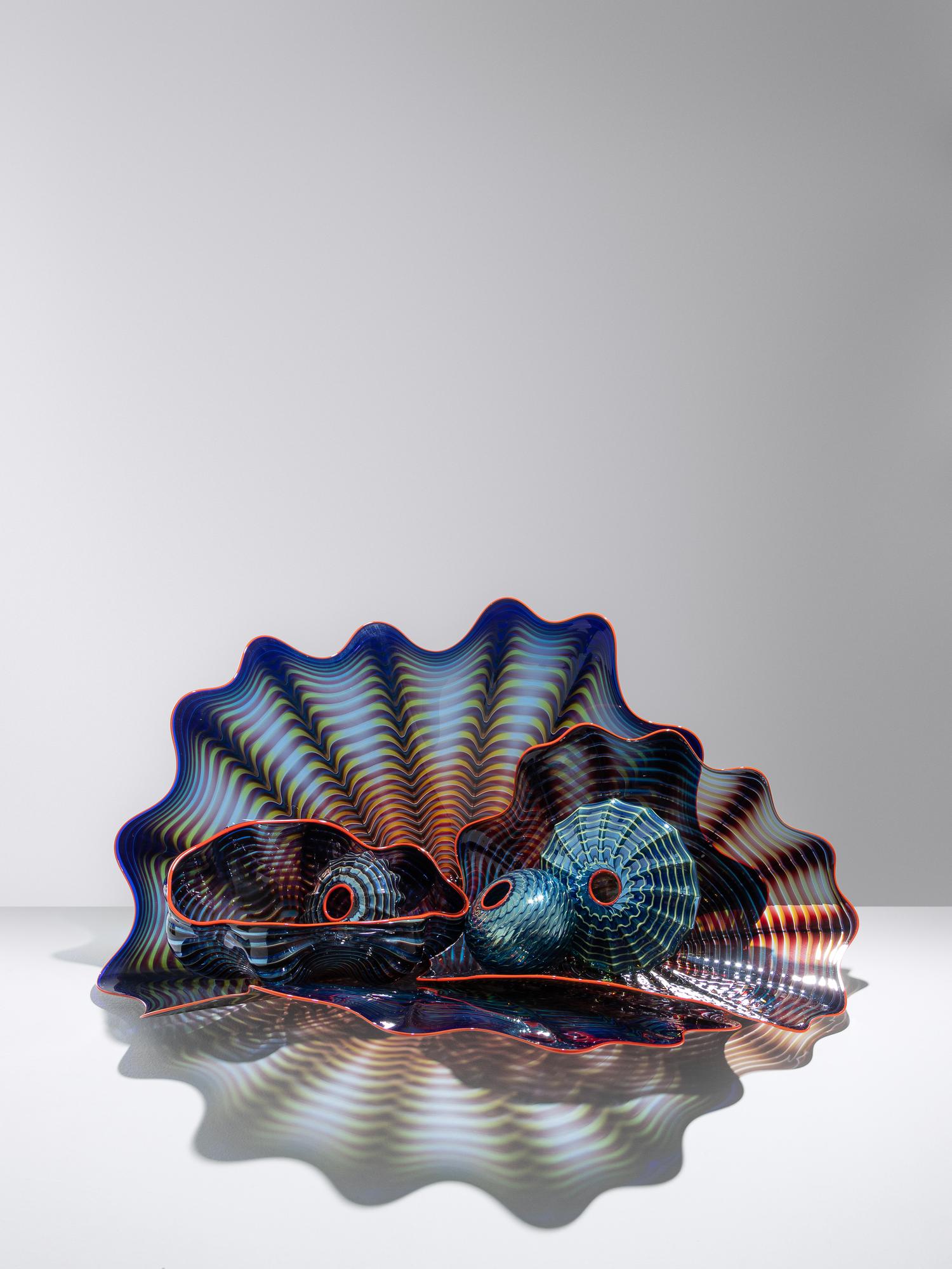 Six-Piece Antique-Blue Persian Set with Cinnabar Lip Wraps, 1992