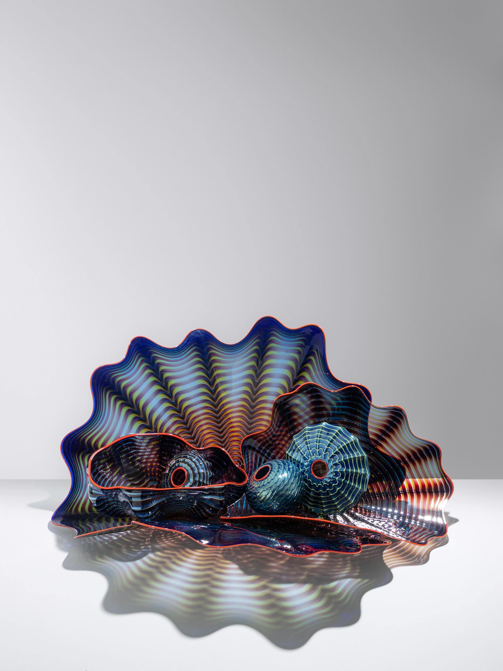 Six-Piece Antique-Blue Persian Set with Cinnabar Lip Wraps, 1992