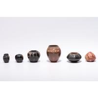 Group of Six Miniature Santa Clara Pottery
